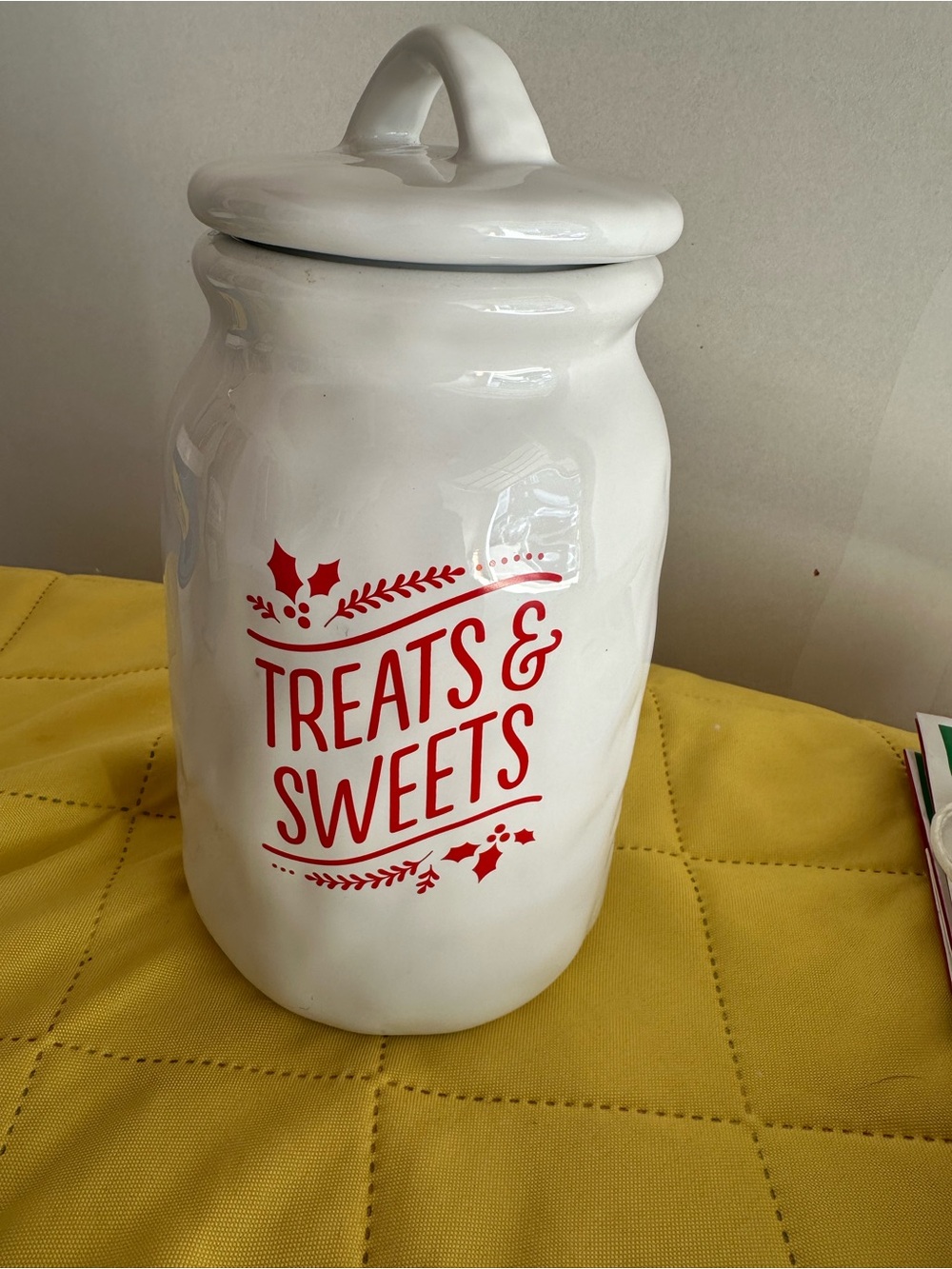 Hallmark White Ceramic 'Treats & Sweets' Canister with Red Lettering